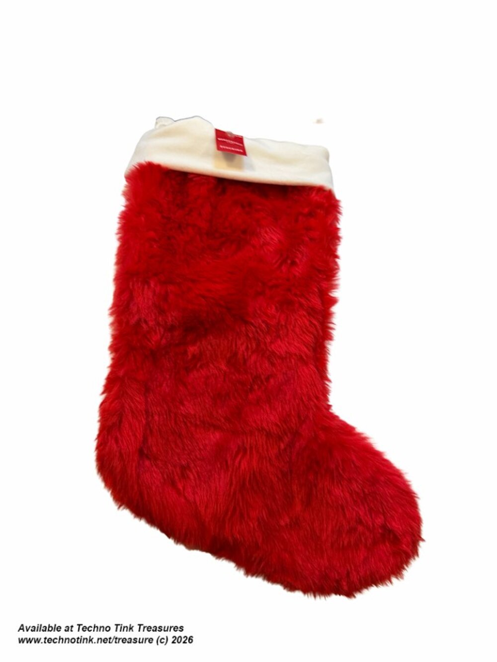 Christmas Stocking - Red White Faux Fur (Wondershop)